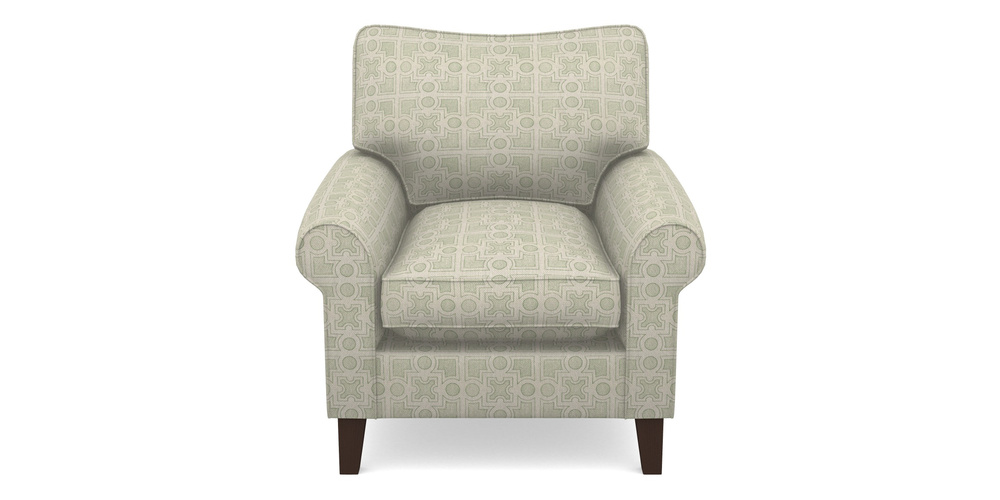 Product photograph of Waverley Scroll Arm Chair In Rhs Collection - Small Knot Garden Cotton Weave - Pistachio from Sofas and Stuff Limited