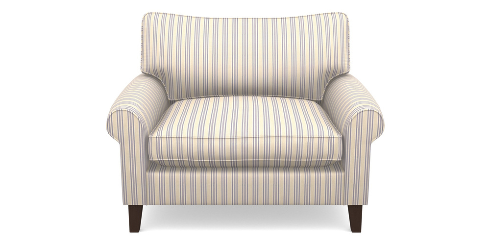 Product photograph of Waverley Scroll Arm Snuggler In Cloth 22 - Racing Stripes Ayr - Blueberry from Sofas and Stuff Limited