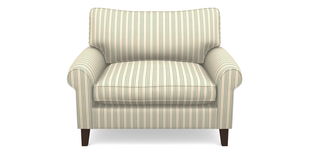 Product photograph of Waverley Scroll Arm Snuggler In Cloth 22 - Racing Stripes Ayr - Mint from Sofas and Stuff Limited