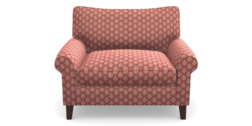 Product photograph of Waverley Scroll Arm Snuggler In Cloth 21 - Coral 1 - Ginger Snap from Sofas and Stuff Limited