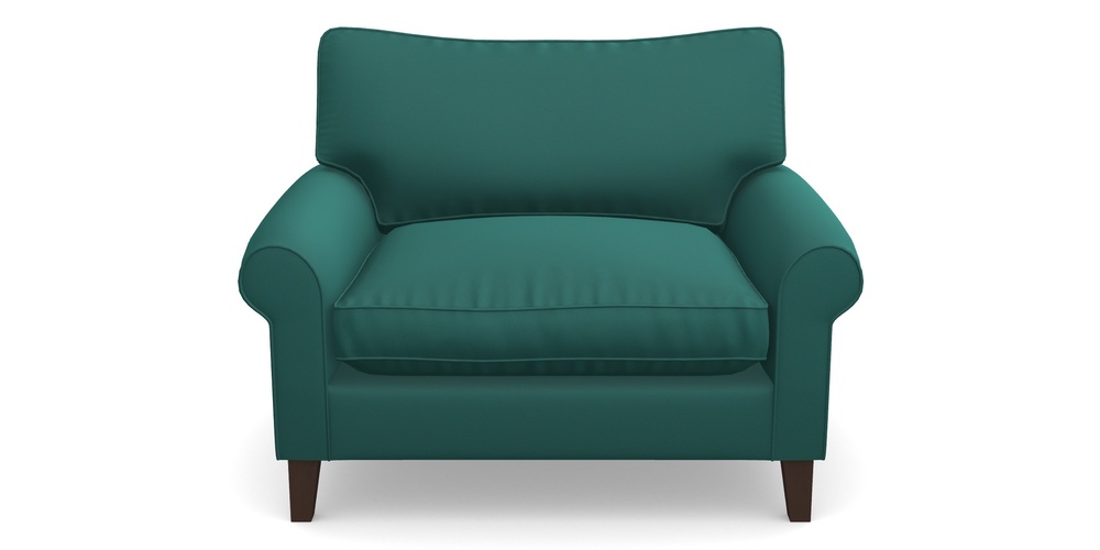 Product photograph of Waverley Scroll Arm Snuggler In Clever Glossy Velvet - Kingfisher from Sofas and Stuff Limited