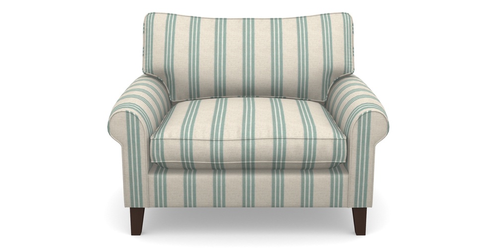 Product photograph of Waverley Scroll Arm Snuggler In Cloth 18 Stripes - Bengal - Basil from Sofas and Stuff Limited