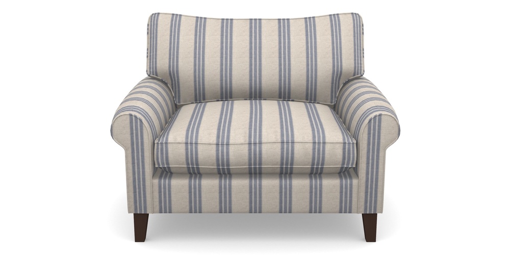 Product photograph of Waverley Scroll Arm Snuggler In Cloth 18 Stripes - Bengal - Indigo from Sofas and Stuff Limited