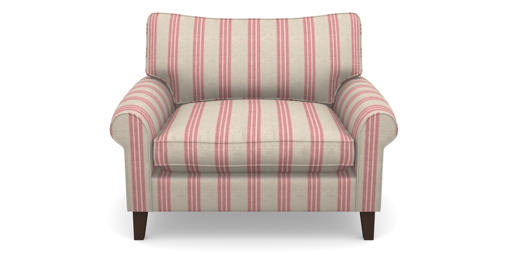 Product photograph of Waverley Scroll Arm Snuggler In Cloth 18 Stripes - Bengal - Cranberry from Sofas and Stuff Limited