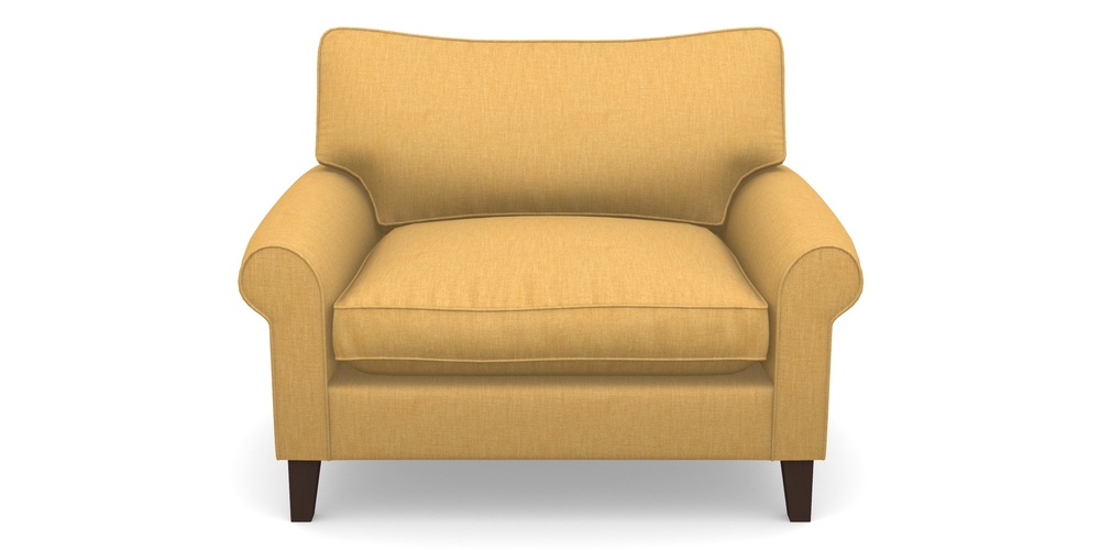 Product photograph of Waverley Scroll Arm Snuggler In Clever Cotton Mix - Mustard from Sofas and Stuff Limited