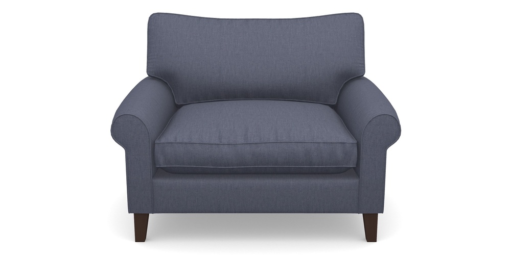 Product photograph of Waverley Scroll Arm Snuggler In Clever Cotton Mix - Oxford Blue from Sofas and Stuff Limited