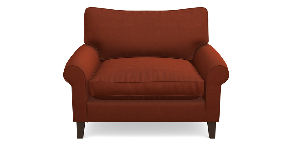 Product photograph of Waverley Scroll Arm Snuggler In Clever Tough And Eco Velvet - Tawny from Sofas and Stuff Limited