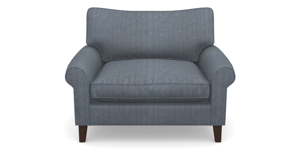 Product photograph of Waverley Scroll Arm Snuggler In Dundee Herringbone - Denim from Sofas and Stuff Limited