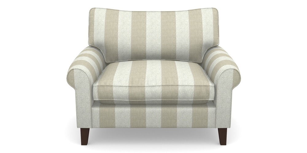 Product photograph of Waverley Scroll Arm Snuggler In Dovedale Linen Stripe - Chalk from Sofas and Stuff Limited