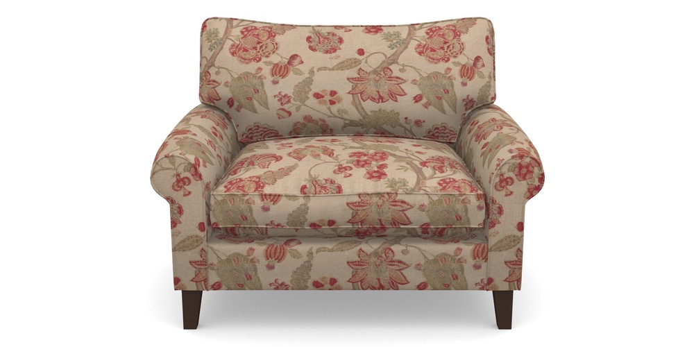 Product photograph of Waverley Scroll Arm Snuggler In Floral Linen - Indienne T Rosso from Sofas and Stuff Limited