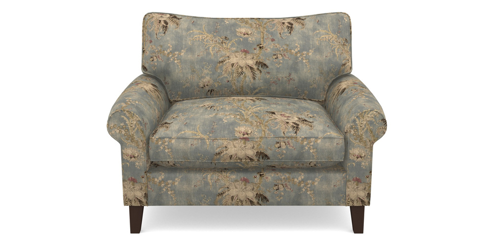 Product photograph of Waverley Scroll Arm Snuggler In Floral Linen - Zefferino Danish Girl from Sofas and Stuff Limited