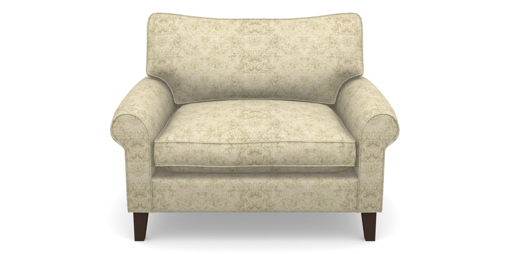 Product photograph of Waverley Scroll Arm Snuggler In Grace Linen - Olive from Sofas and Stuff Limited