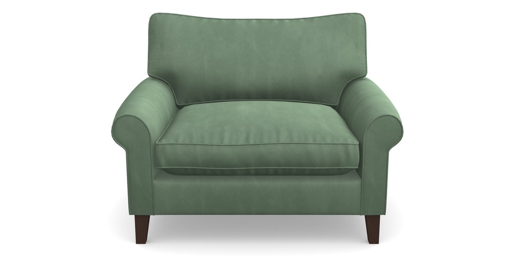 Product photograph of Waverley Scroll Arm Snuggler In House Clever Velvet - Celadon from Sofas and Stuff Limited