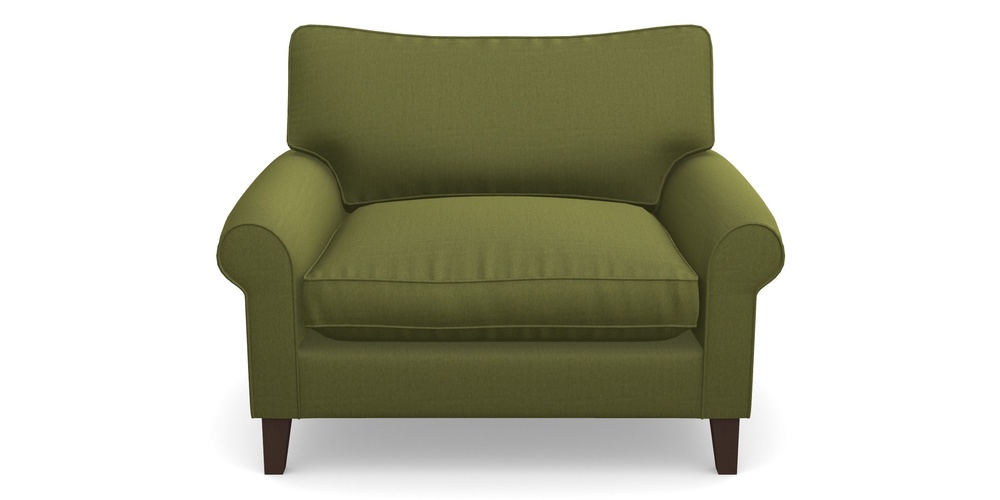 Product photograph of Waverley Scroll Arm Snuggler In House Velvet - Olive from Sofas and Stuff Limited