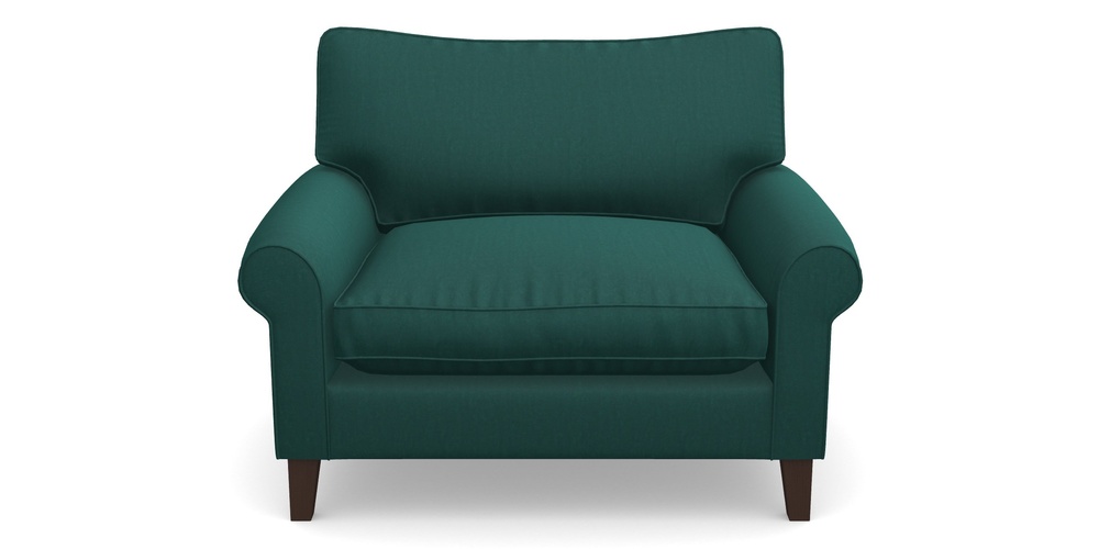 Product photograph of Waverley Scroll Arm Snuggler In House Velvet - Peacock from Sofas and Stuff Limited