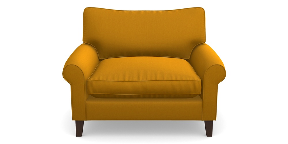 Product photograph of Waverley Scroll Arm Snuggler In House Velvet - Saffron from Sofas and Stuff Limited