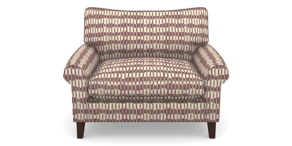 Product photograph of Waverley Scroll Arm Snuggler In V A Brompton Collection - Ikat - Cacao from Sofas and Stuff Limited