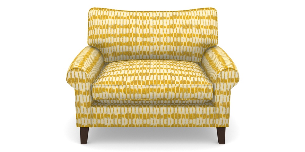 Product photograph of Waverley Scroll Arm Snuggler In V A Brompton Collection - Ikat - Corn from Sofas and Stuff Limited