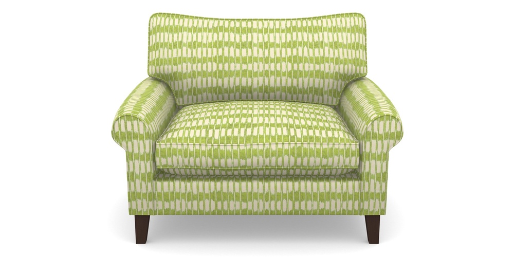 Product photograph of Waverley Scroll Arm Snuggler In V A Brompton Collection - Ikat - Lime from Sofas and Stuff Limited