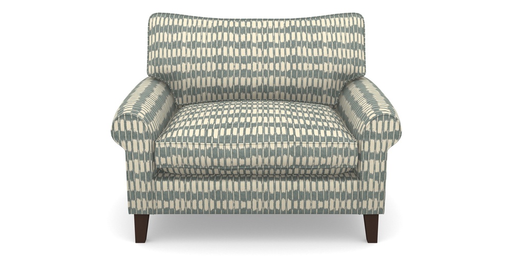 Product photograph of Waverley Scroll Arm Snuggler In V A Brompton Collection - Ikat - Pebble from Sofas and Stuff Limited