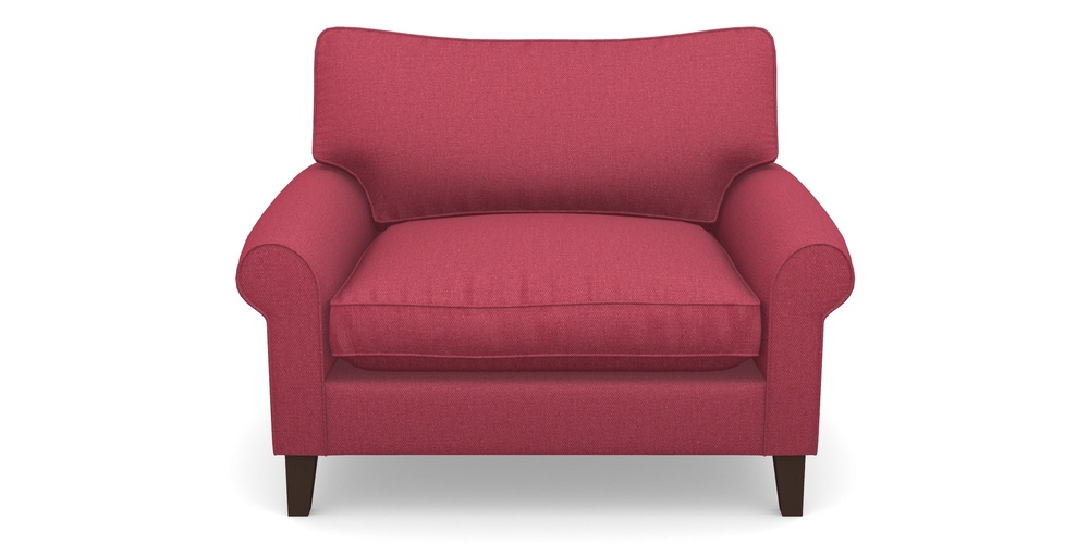 Product photograph of Waverley Scroll Arm Snuggler In Plain Linen Cotton - Raspberry Jam from Sofas and Stuff Limited