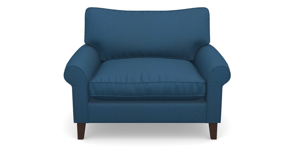 Product photograph of Waverley Scroll Arm Snuggler In Plain Linen Cotton - Royal Blue from Sofas and Stuff Limited