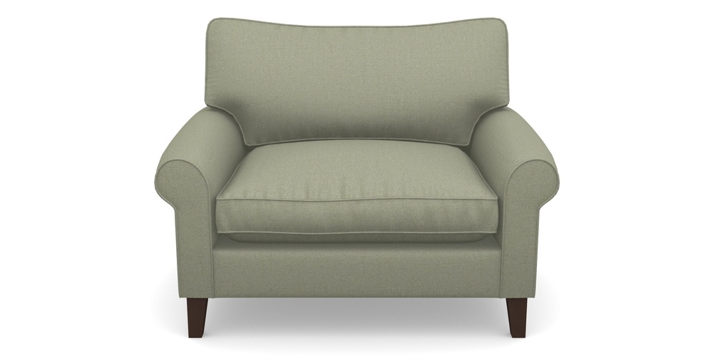 Product photograph of Waverley Scroll Arm Snuggler In Plain Linen Cotton - Sage from Sofas and Stuff Limited