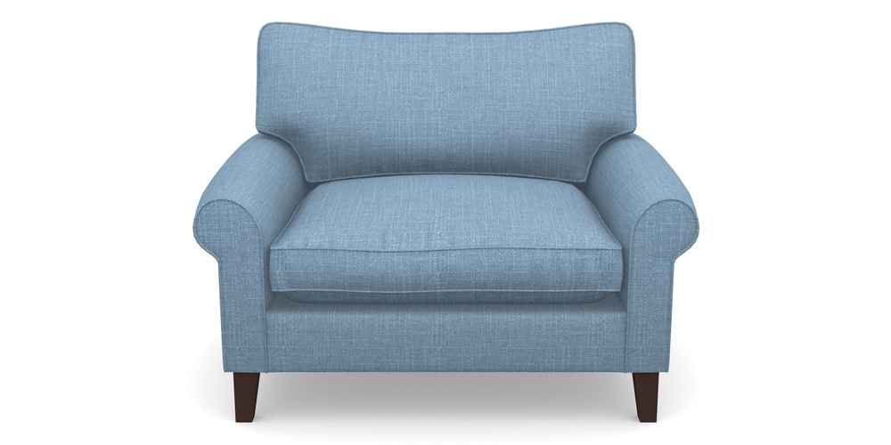 Product photograph of Waverley Scroll Arm Snuggler In Tough As Houses - Cornflower Blue from Sofas and Stuff Limited