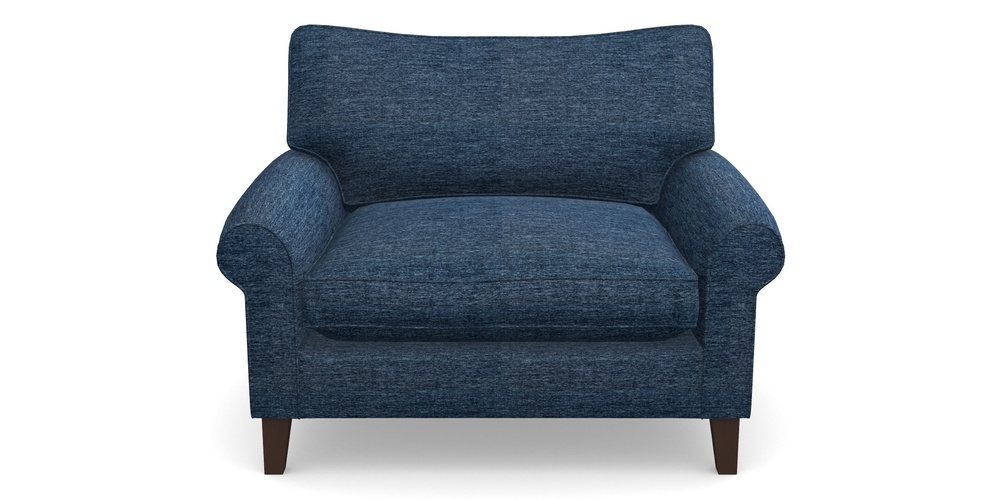 Product photograph of Waverley Scroll Arm Snuggler In Textured Velvet - Denim from Sofas and Stuff Limited