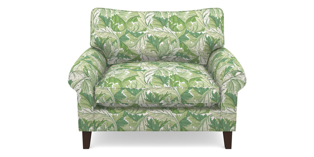 Product photograph of Waverley Scroll Arm Snuggler In William Morris Collection - Acanthus - Leaf Green from Sofas and Stuff Limited