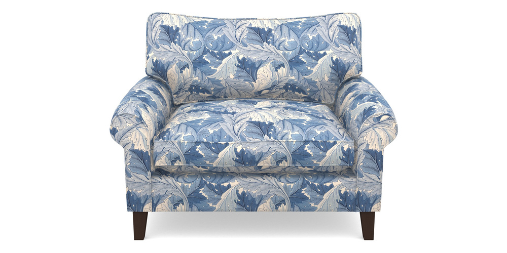 Product photograph of Waverley Scroll Arm Snuggler In William Morris Collection - Acanthus - Woad from Sofas and Stuff Limited