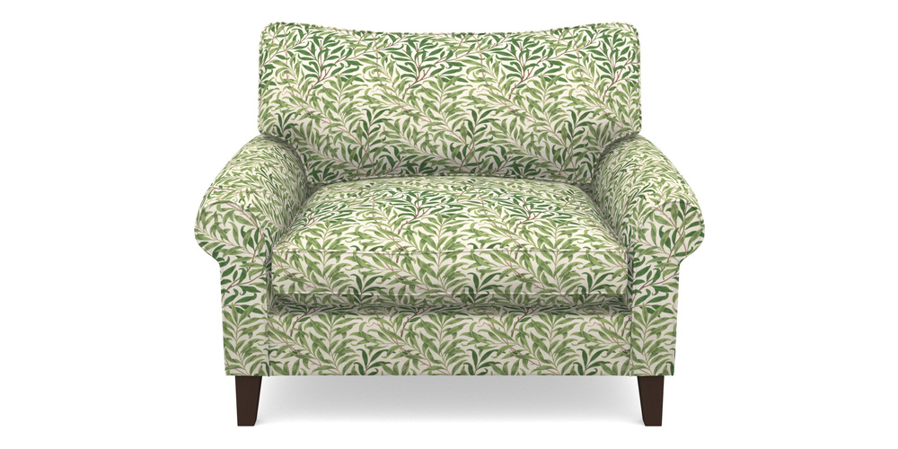 Product photograph of Waverley Scroll Arm Snuggler In William Morris Collection - Willow Boughs - Leaf Green from Sofas and Stuff Limited