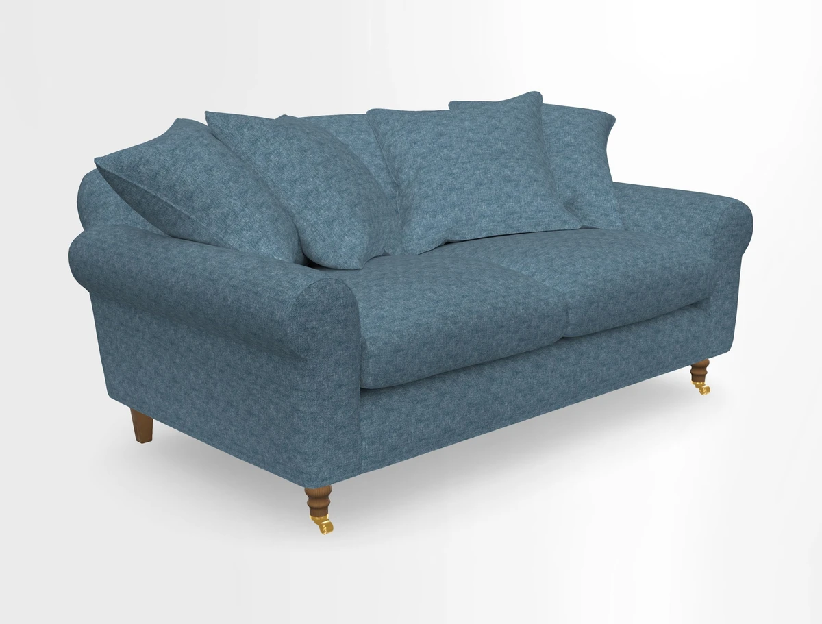 Walberswick 3 Seater Sofa in Etta's Bouquet Sunset Moss with scatters in Sussex Stripe Brick and Snape Chair in Almost Plain Velvet Spring