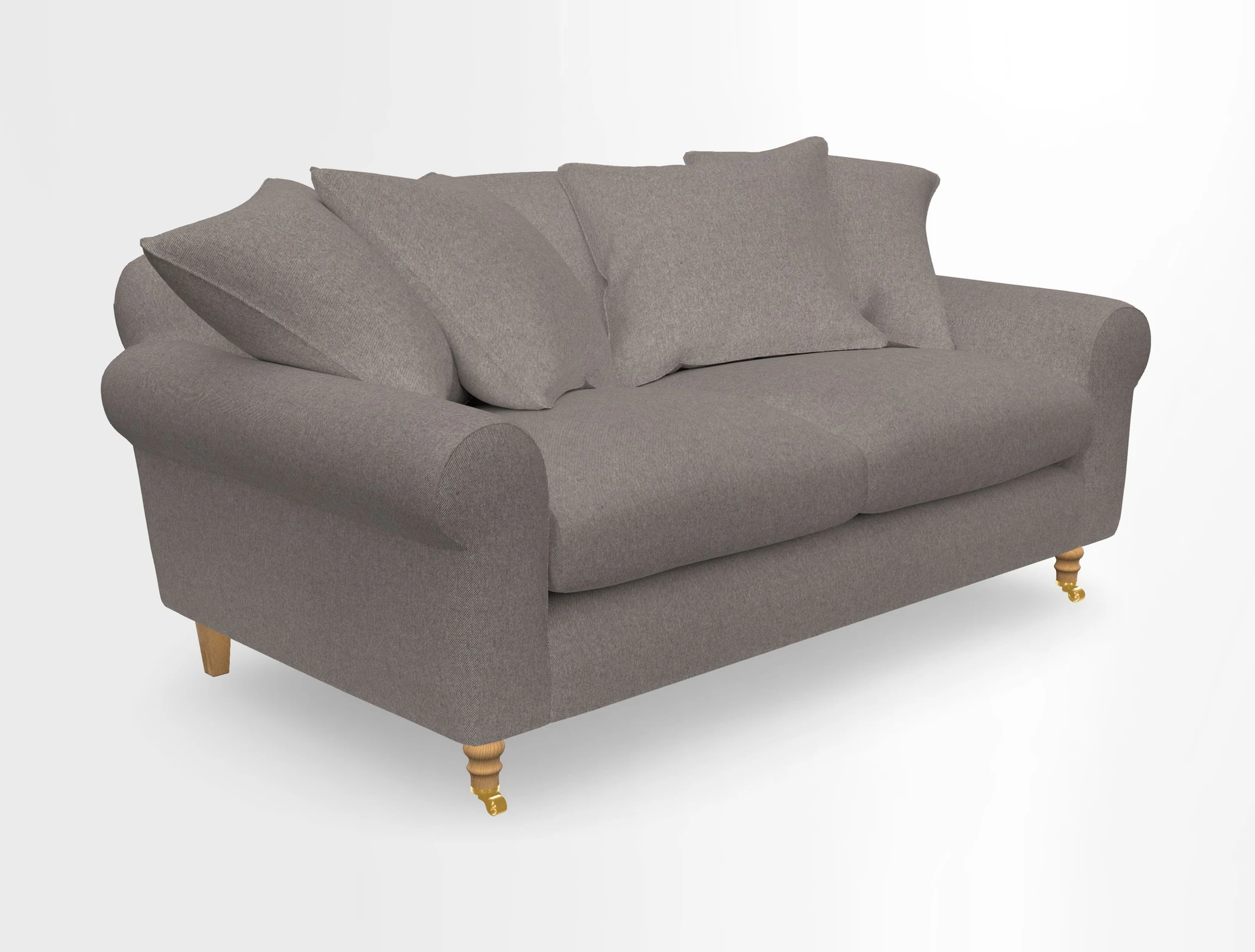 Walberswick 3 Seater Sofa in Etta's Bouquet Sunset Moss with scatters in Sussex Stripe Brick and Snape Chair in Almost Plain Velvet Spring