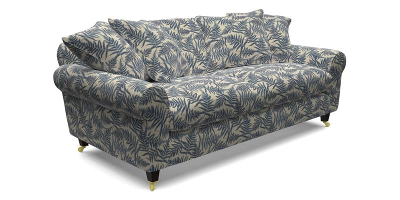 Walberswick 3 Seater Sofa in Etta's Bouquet Sunset Moss with scatters in Sussex Stripe Brick and Snape Chair in Almost Plain Velvet Spring