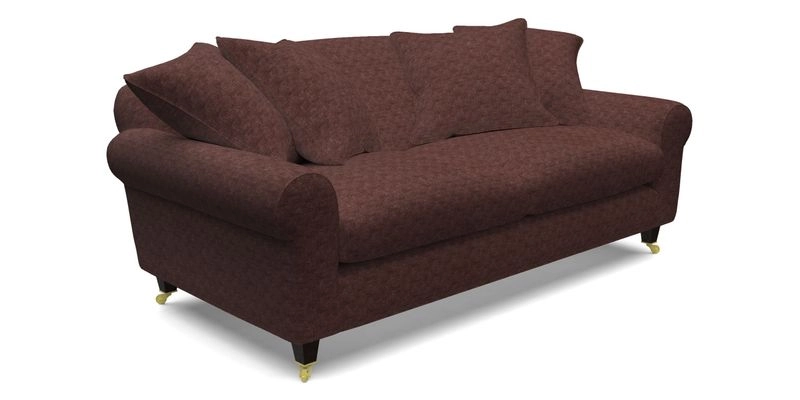 Walberswick 3 Seater Sofa in Etta's Bouquet Sunset Moss with scatters in Sussex Stripe Brick and Snape Chair in Almost Plain Velvet Spring