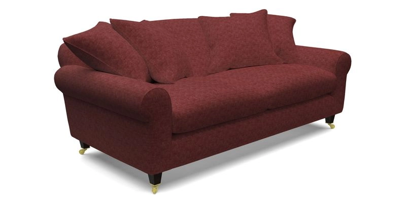 Walberswick 3 Seater Sofa in Etta's Bouquet Sunset Moss with scatters in Sussex Stripe Brick and Snape Chair in Almost Plain Velvet Spring