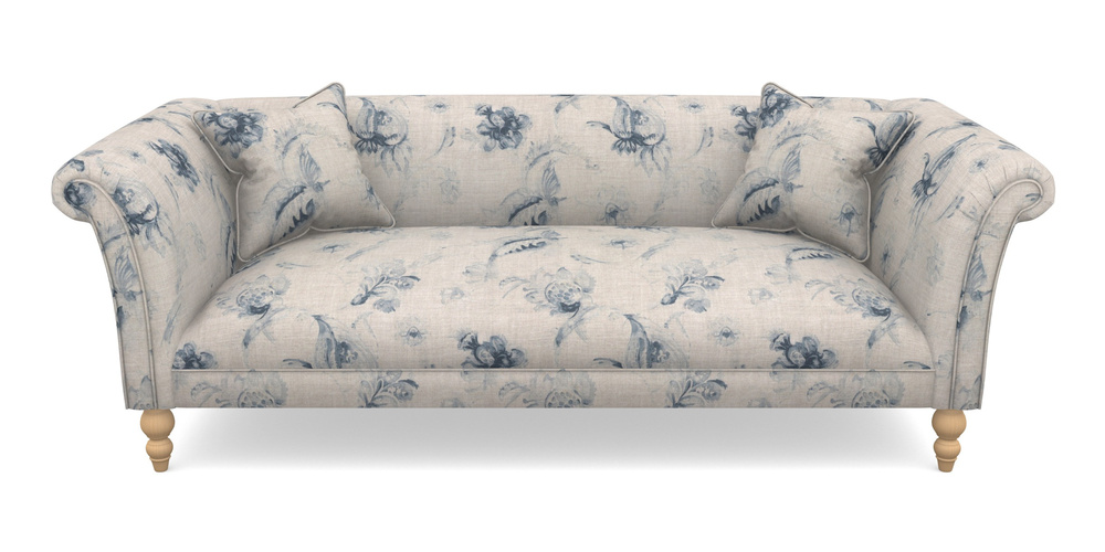 Product photograph of Woodbridge Bespoke 3 Seater Sofas In Floral Linen - Lela Mystery Indigo from Sofas and Stuff Limited