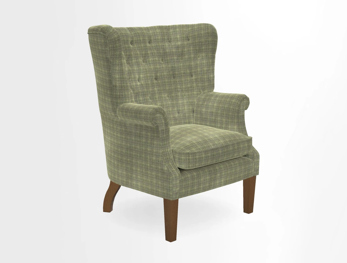 Whitewell Chair in RHS Collection Gertrude Jekyll Lattice Navy with Seat Back and Arms in Mohair Velvet Petrol