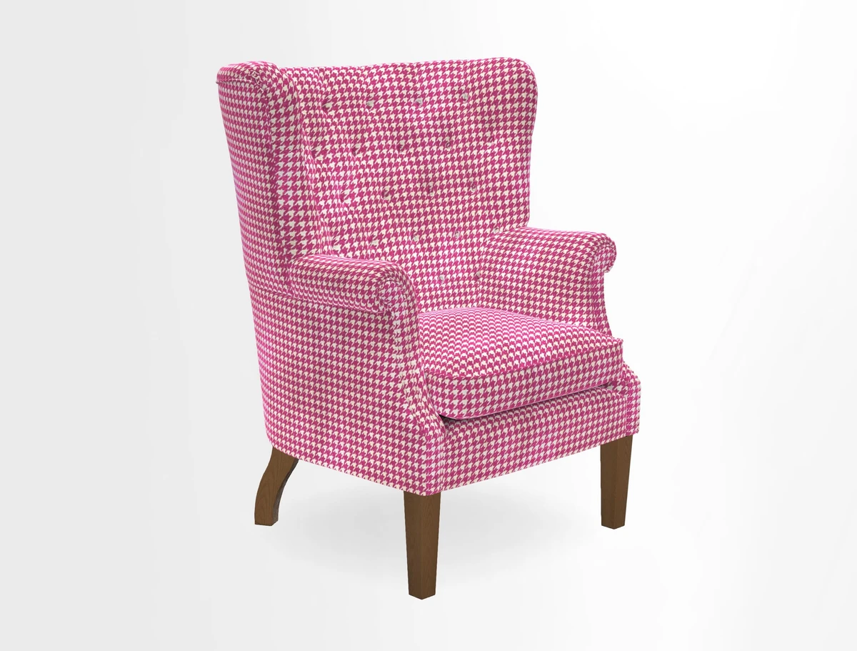 Whitewell Chair in RHS Collection Gertrude Jekyll Lattice Navy with Seat Back and Arms in Mohair Velvet Petrol