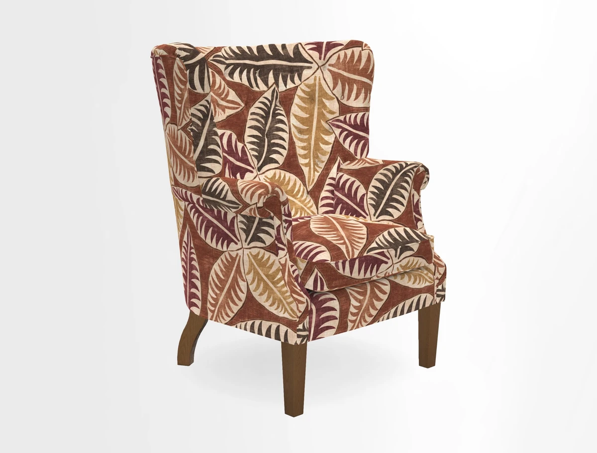 Whitewell Chair in RHS Collection Gertrude Jekyll Lattice Navy with Seat Back and Arms in Mohair Velvet Petrol