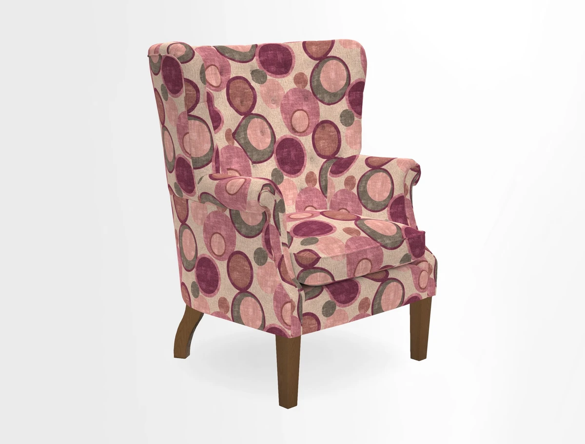 Whitewell Chair in RHS Collection Gertrude Jekyll Lattice Navy with Seat Back and Arms in Mohair Velvet Petrol
