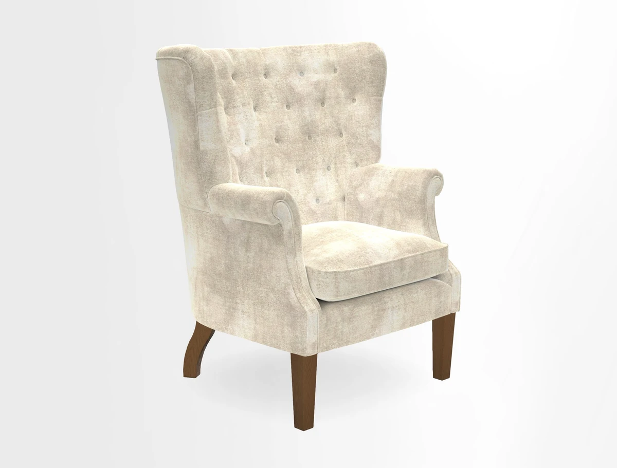 Whitewell Chair in RHS Collection Gertrude Jekyll Lattice Navy with Seat Back and Arms in Mohair Velvet Petrol