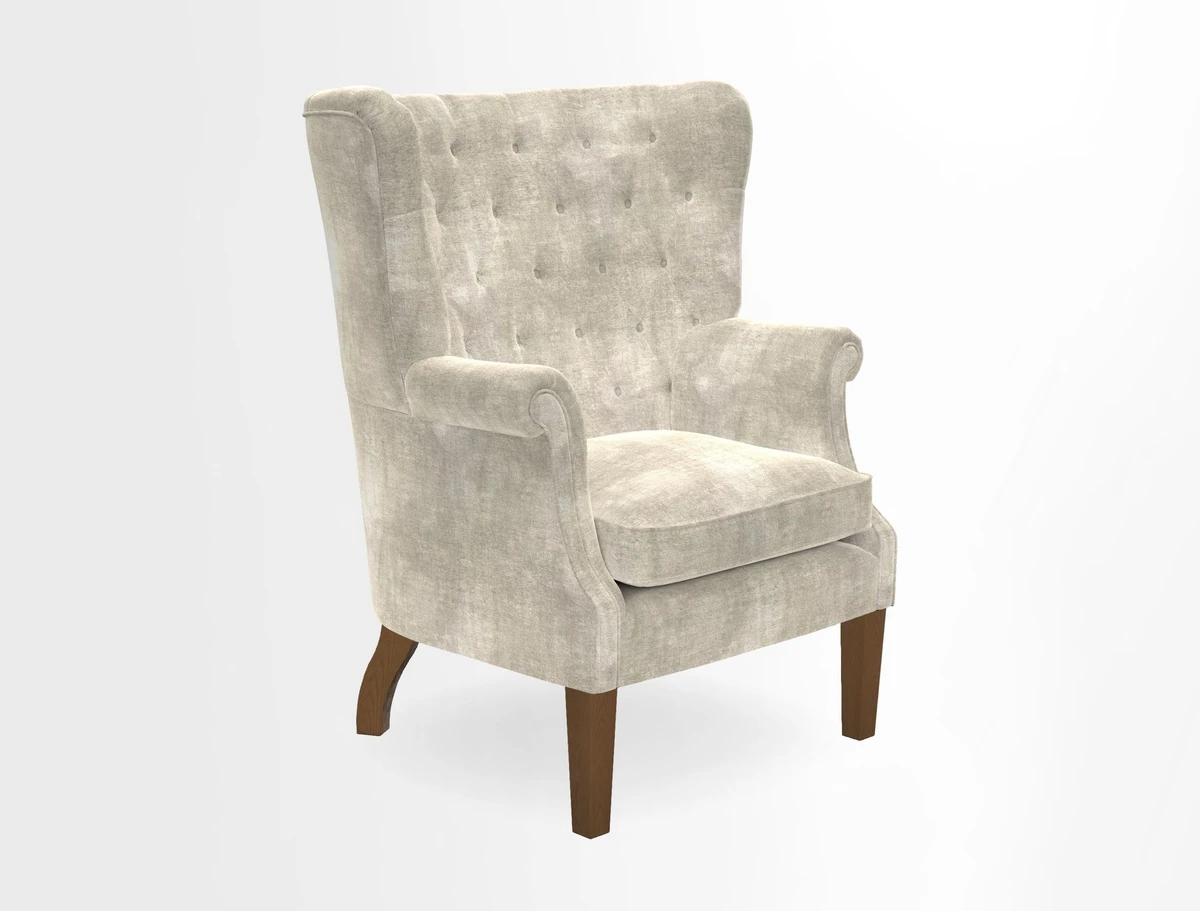 Whitewell Chair in RHS Collection Gertrude Jekyll Lattice Navy with Seat Back and Arms in Mohair Velvet Petrol