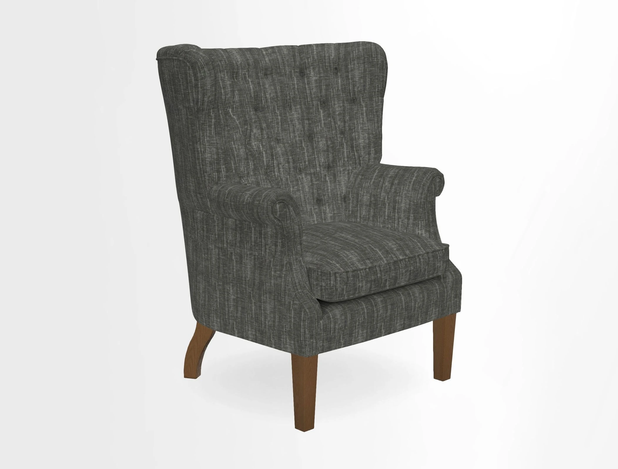 Whitewell Chair in RHS Collection Gertrude Jekyll Lattice Navy with Seat Back and Arms in Mohair Velvet Petrol