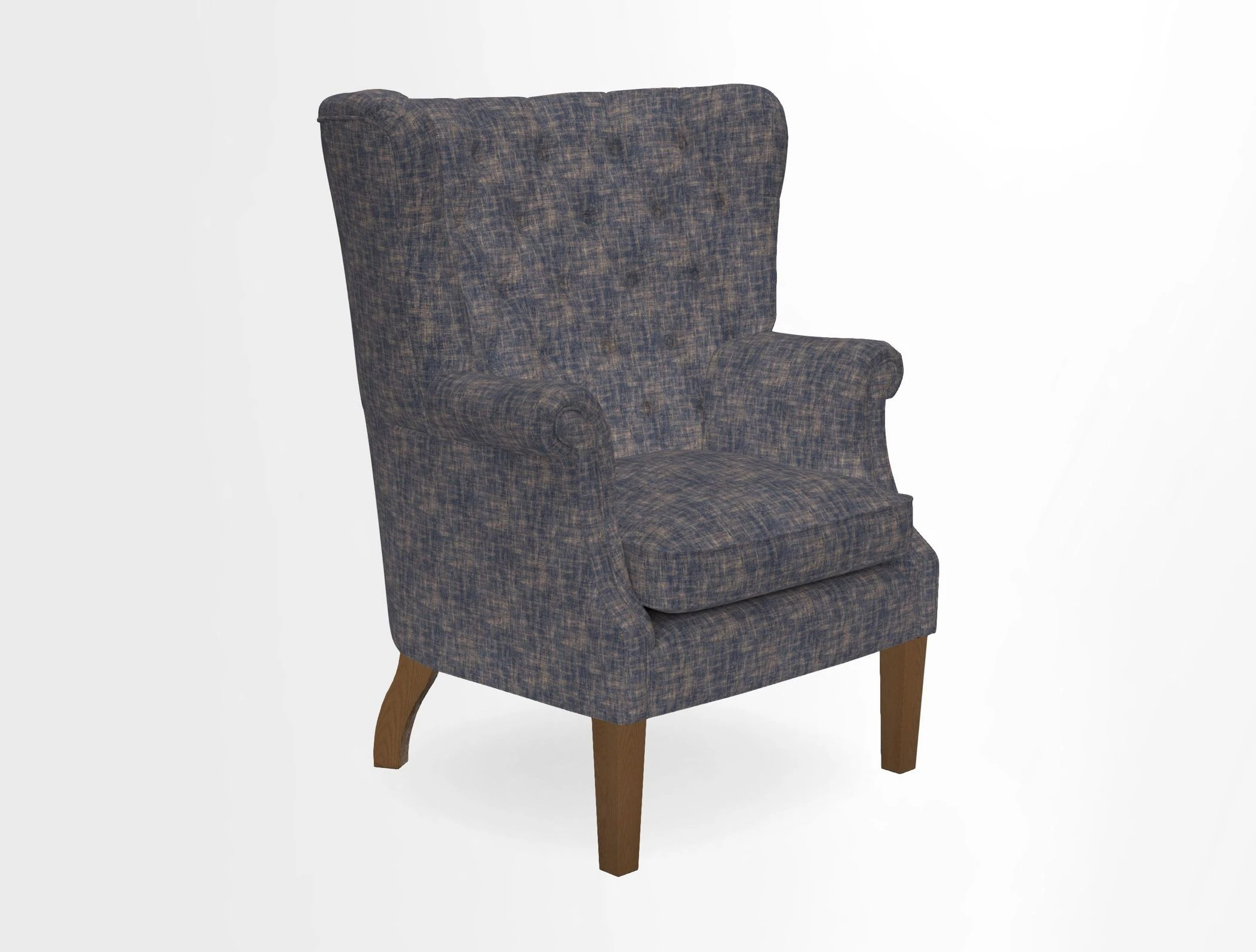 Whitewell Chair in RHS Collection Gertrude Jekyll Lattice Navy with Seat Back and Arms in Mohair Velvet Petrol