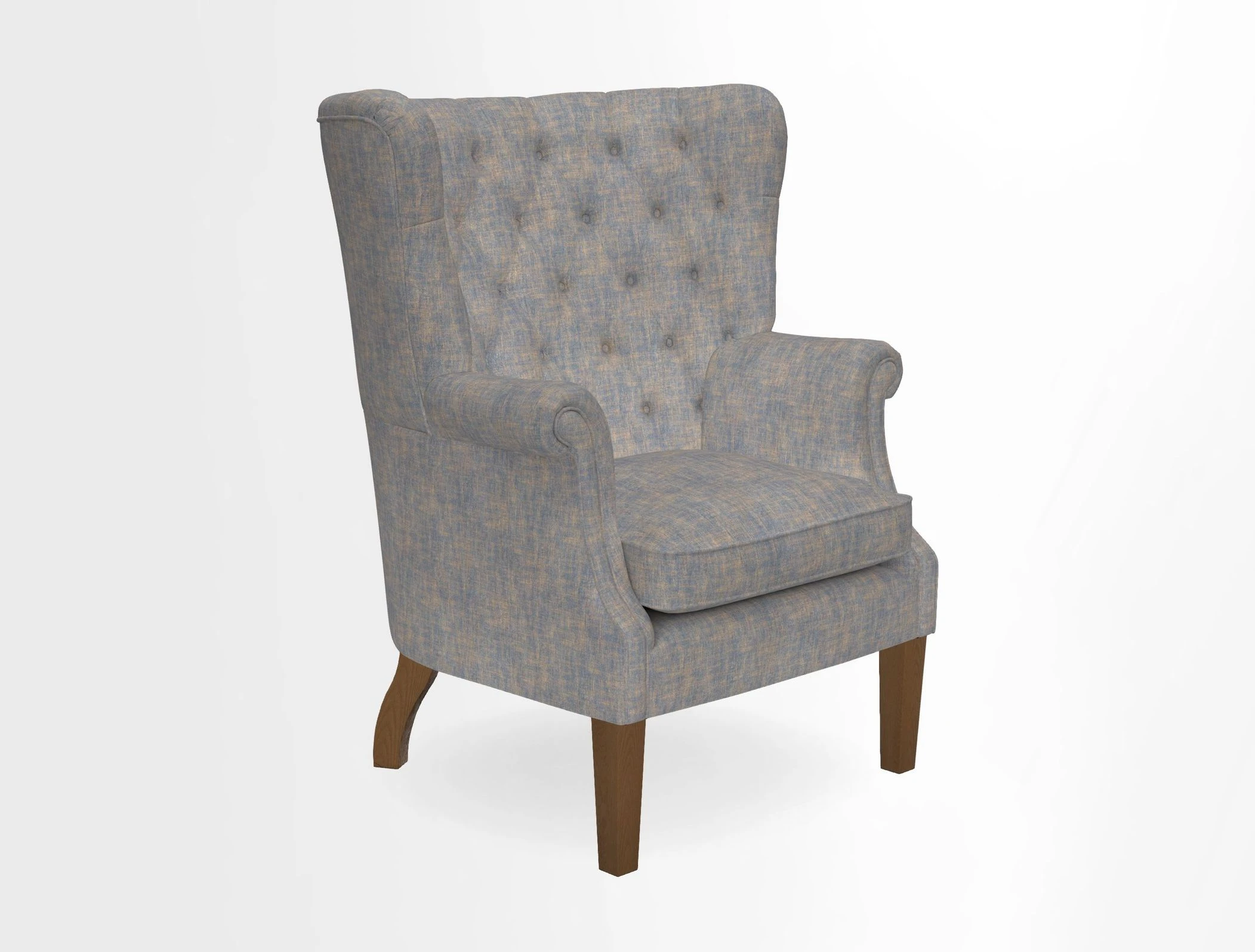 Whitewell Chair in RHS Collection Gertrude Jekyll Lattice Navy with Seat Back and Arms in Mohair Velvet Petrol