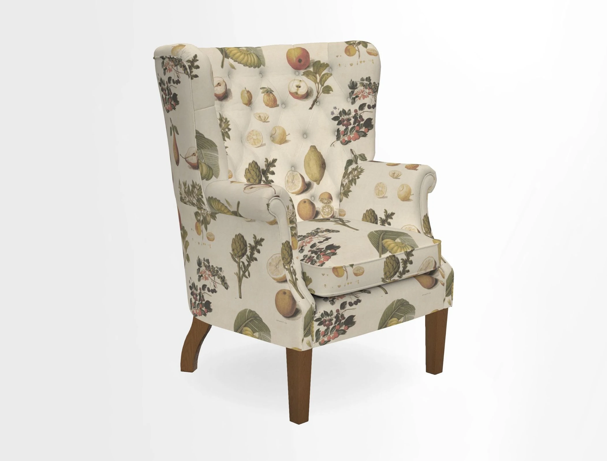Whitewell Chair in RHS Collection Gertrude Jekyll Lattice Navy with Seat Back and Arms in Mohair Velvet Petrol