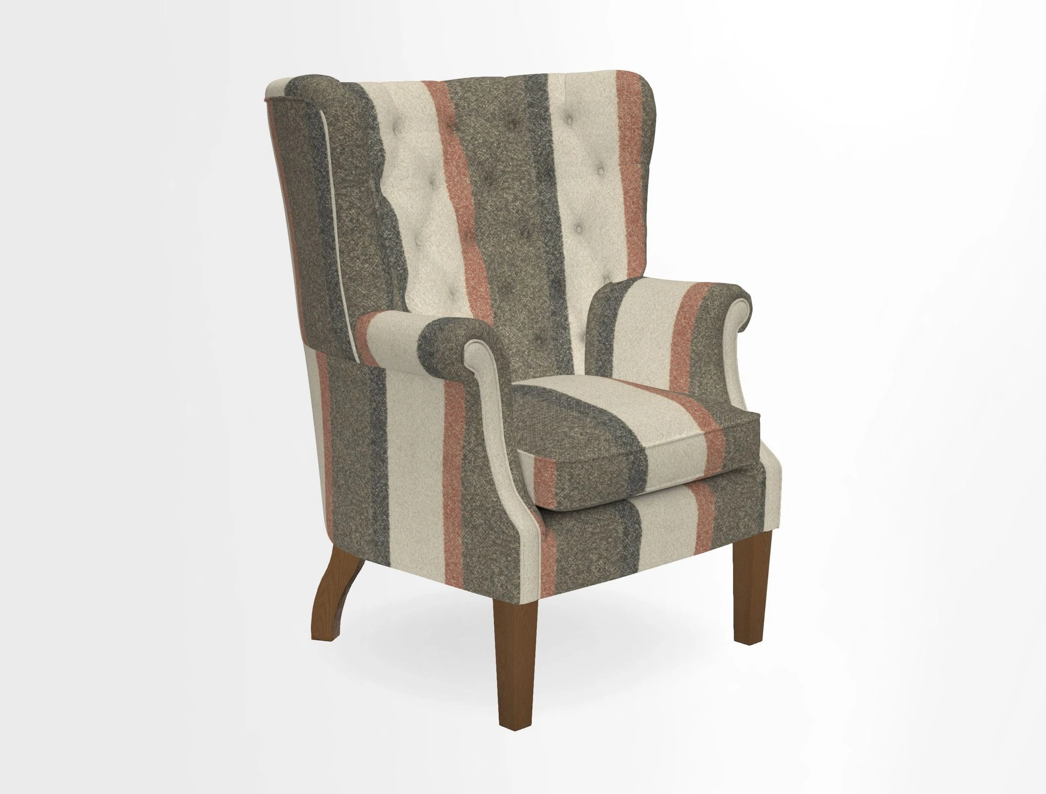 Whitewell Chair in RHS Collection Gertrude Jekyll Lattice Navy with Seat Back and Arms in Mohair Velvet Petrol