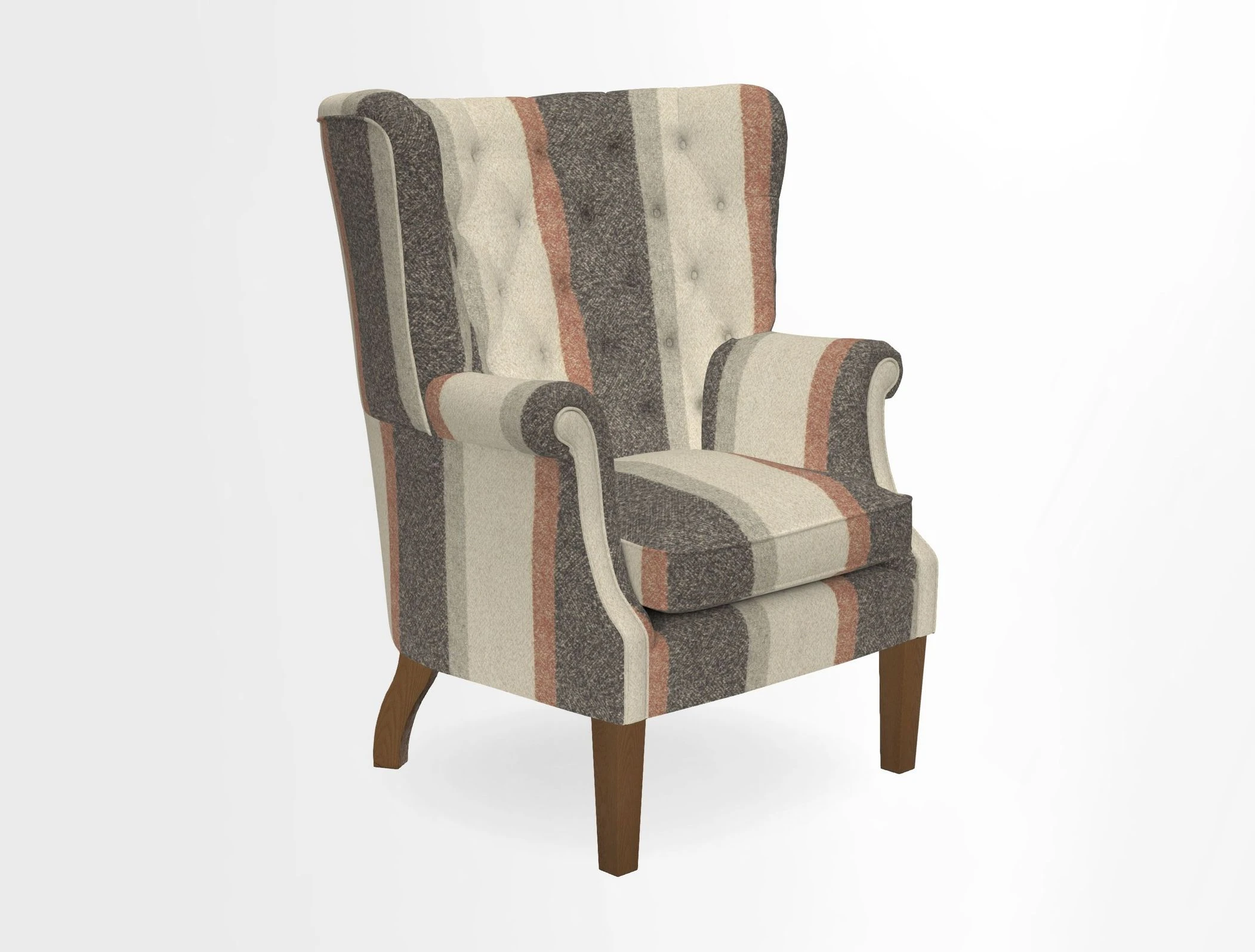 Whitewell Chair in RHS Collection Gertrude Jekyll Lattice Navy with Seat Back and Arms in Mohair Velvet Petrol